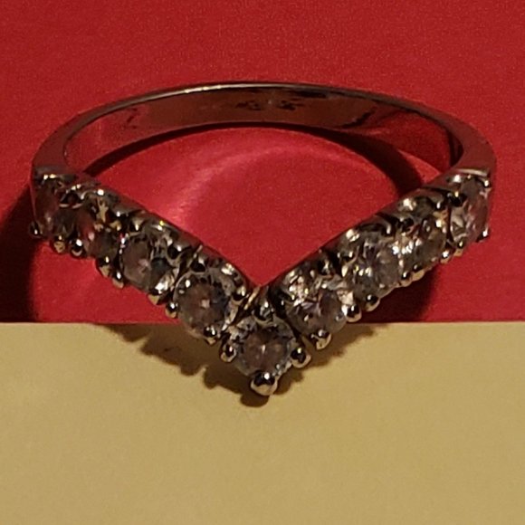 Vintage 925 V Ban 9 Stone CZ Diamond Ring - Picture 7 of 7
